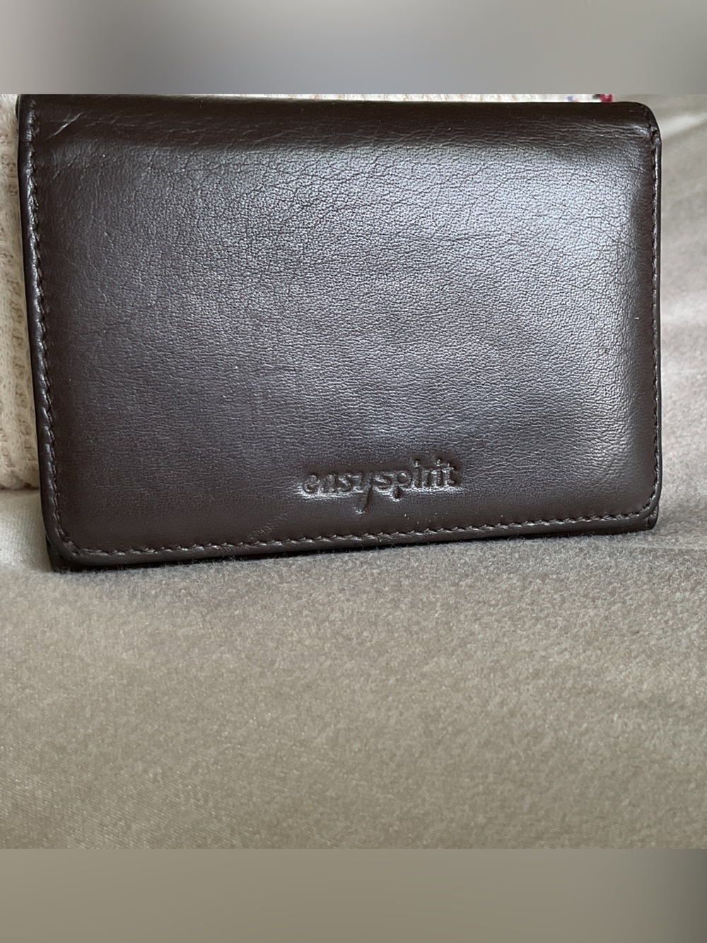 Brown Leather Bifold Wallet with Embossed Logo